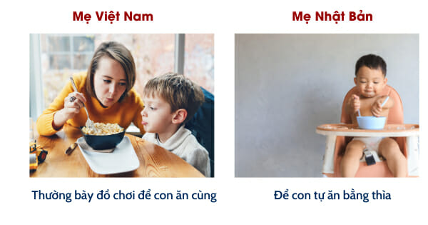 Cách cho ăn khác nhau giữa mẹ Việt và Nhật